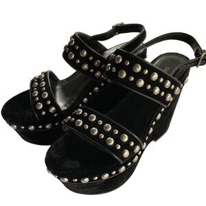 Yves Saint Laurent "Candy" Velvet studded platform sandals EUR 37.5